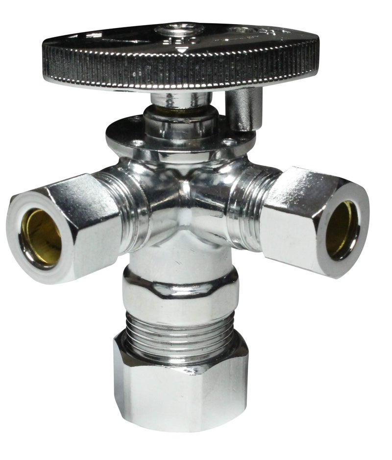 Miiflex Dual Compression Outlet Angle Stop Valve, Plumbing Fitting, Quarter Turn, Single Handle Independent Multi-Select Positions, Water Valve Shut Off 1/2" NOM (5/8" OD) x (3/8 inch x 3/8 inch) - Image 3